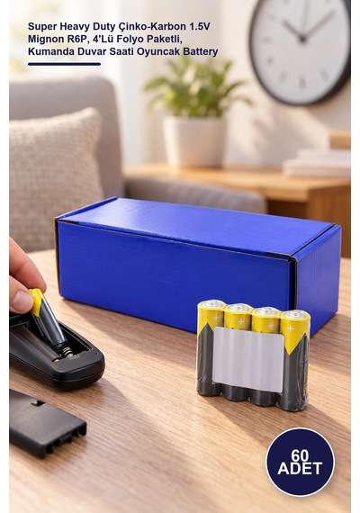 60 Adet Aa Kalem Pil Super Heavy Duty Çinko-karbon 1.5v Mignon R6p, 4'lü Folyo Paketli, Kumanda Duvar Saati Oyuncak Battery