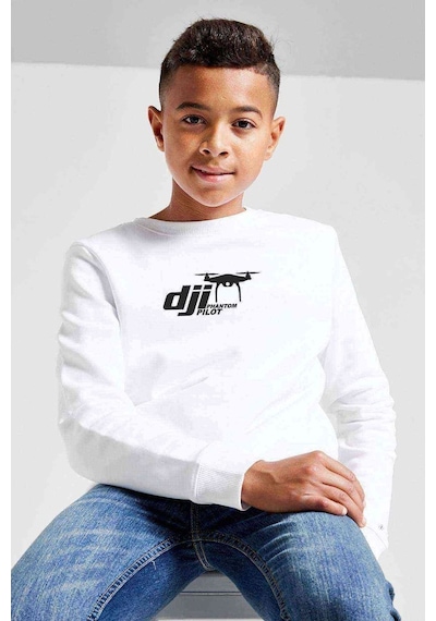 Tshirthane Dji Phantom Pilot Drone Vinyl Decal Baskılı Unisex Çocuk Beyaz S