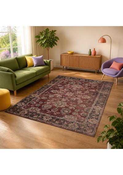 Kartela Halı Lino Halı Jüt Taban Dokuma Halı Bordo - 180 X 270 Cm