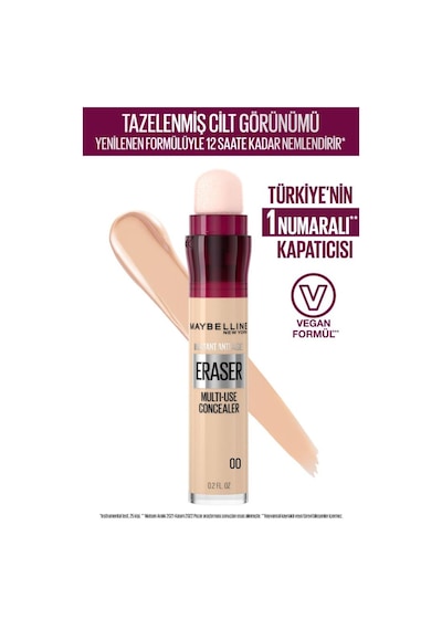 Maybelline New York Instant Eraser Kapatıcı - 00 Ivory & Mini Super Stay Matte Ink Likit Mat Ruj 65 Seductress pktiar01crlbnc-9344 00 Ivory