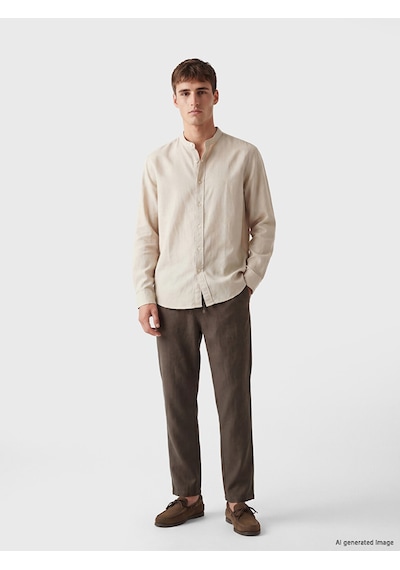 Lcw Vision Kahverengi Regular Fit Erkek Keten Görünümlü Pantolon