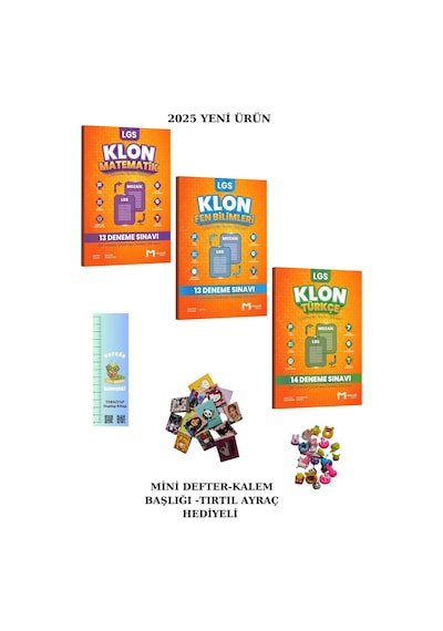 Mozaik 8. Sınıf Klon Mat-fen-türkçe Branş Deneme Seti 3kitap Tırtıl A.+mini D.+kalem B. 2025