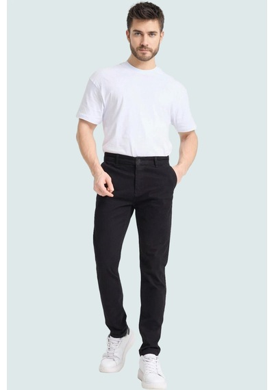 Ersefa Erkek Slim Fit Uzun Boy Chino Pantolon Esnek Gabardin Kumaş Günlü siyah