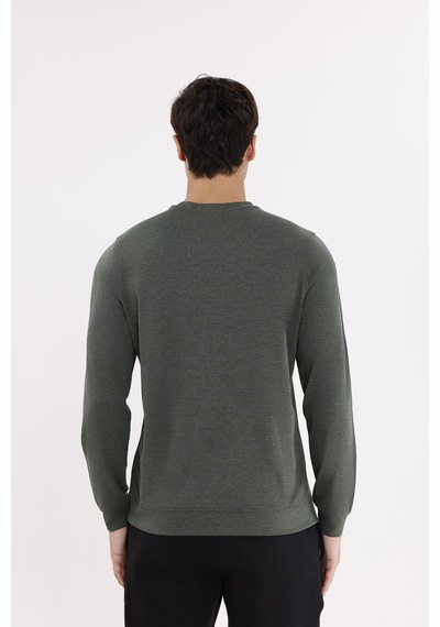 Rowinger Merserize Efektli Yumuşak Doku Ayarlanabilir Kapüşonlu Rahat Kalıp Kapüşonlu Sweatshirt Haki