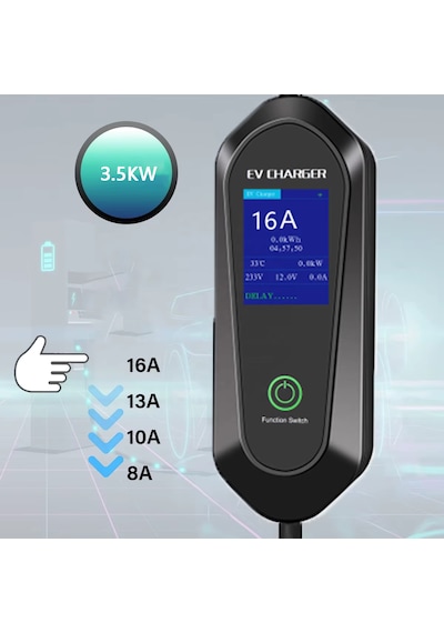 Ev Charger 3,5 Kw 5 Metre Taşınabilir Elektrikli Araç Şarj Cihazı 3.5 KW