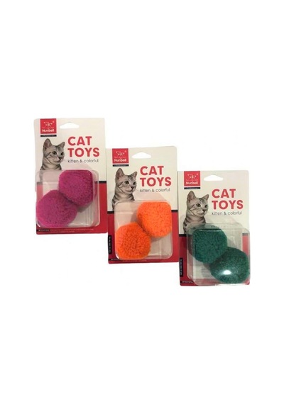 Nunbell 2'li Yün Ponpon Kedi Oyuncağı 6 Cm