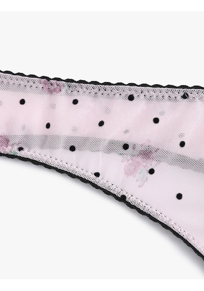 Koton Fiyonk Detaylı Puantiyeli Tül String Külot Pembe Desenli 7wlk30062mk