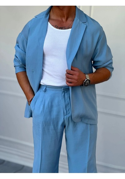 Modefendi Marino Tam Yazlık Extra Oversize %100 Keten Takım Bej