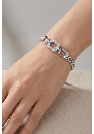 Valmont Accessories Xuping 17+2 Cm Ayarlanabilir Taşlı Gümüş Renk Zincirli Taşlı Kadın Çelik Bileklik