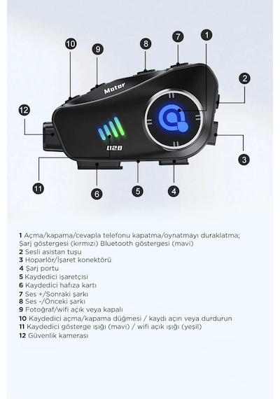 Torima Q28 Intercom + 32 GB Sd Kartlı Bluetooth Motorsiklet Kulaklığı