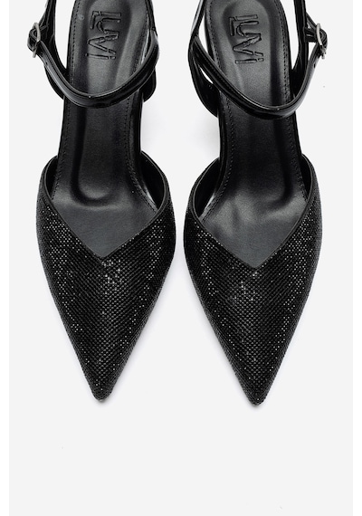 Luvi Shoes Nıvora Siyah Taşlı Kadın İnce Topuklu Abiye Ayakkabı