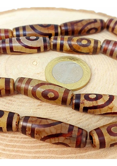 2 Göz Tibet Akik Taşı Silindir Kesim 10x30mm/adet 45798-1 Mor