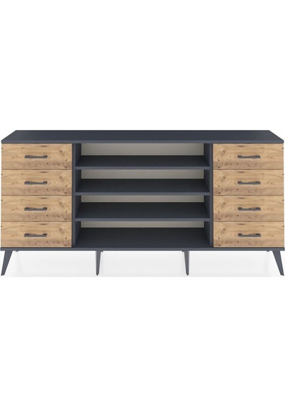 Arges Konsol 3 Raflı 8 Çekmeceli 176x30x83 Antrasit-antrasit/çam Antrasit/çam Arges Konsol 3 Raflı 8 Çekmeceli 176x30x83 Antrasit-antrasit/çam Antrasit/çam