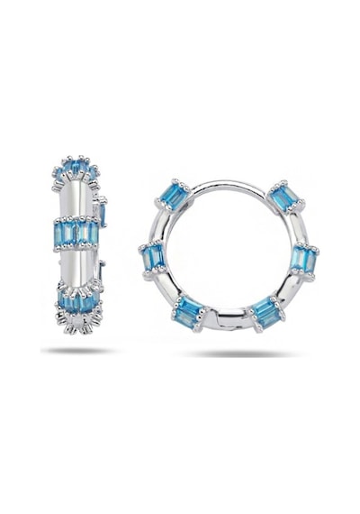 Brezza Lusso Jewelry Aquamarin Baget Taşlı Pırlanta Model Kadın Gümüş Küpe 18 Mm