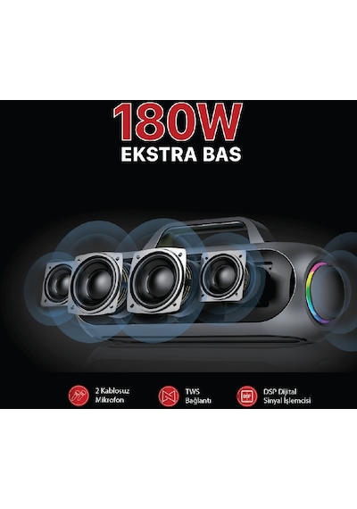 Linktech M420 Premium Extra Bass Çift Mikrofonlu Kablosuz Hoparlör