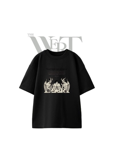 Thewert Iblis Kart Oyunu Tasarım Baskılı Ünisex Siyah Oversize T-shirt