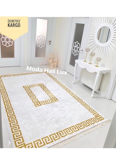 Şehzade Gold Beyaz Kaymaz Taban Yıkanabilir Halı Şehzade Gold Beyaz Kaymaz Taban Yıkanabilir Halı