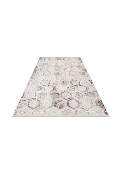 Bespoky Argilla Geometrik Modern Salon Halısı Makine Dokuma Krem