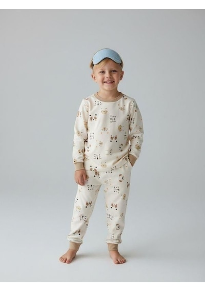 Zekids Erkek Çocuk Animal Baskılı Pamuklu Pijama Takım-16824 Renklı