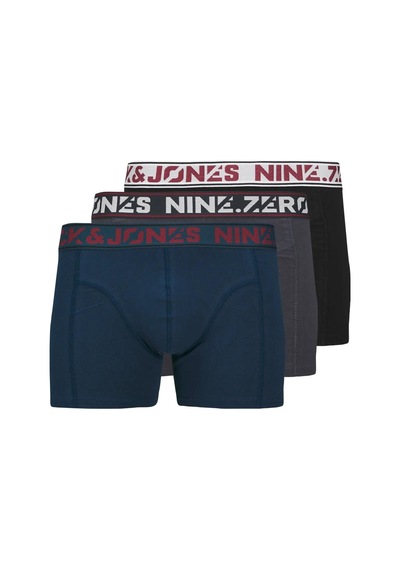 Jack & Jones Jaccolton Erkek 3 Lü Set Laci Gri Siyah Boxer 12282063 Çok Renkli