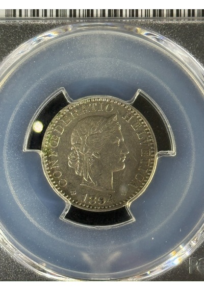 Pcgs Au55 1894 İsviçre 20 Rappen Qr Kodlu Sertifikalı Orijinal Koleksiyon Parası