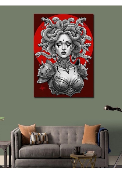Kanvas Tablo Medusa Ve Yılanlar Çizimi 70cmx100cm