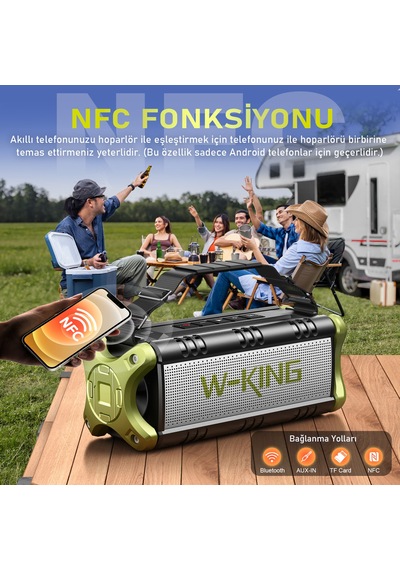 W-kıng D8-1 Bluetooth Hoparlör, 90w Ultra Bass Boombox, 40 Saat Çalma Süresi, Ipx6 Suya Dayanıklı, K