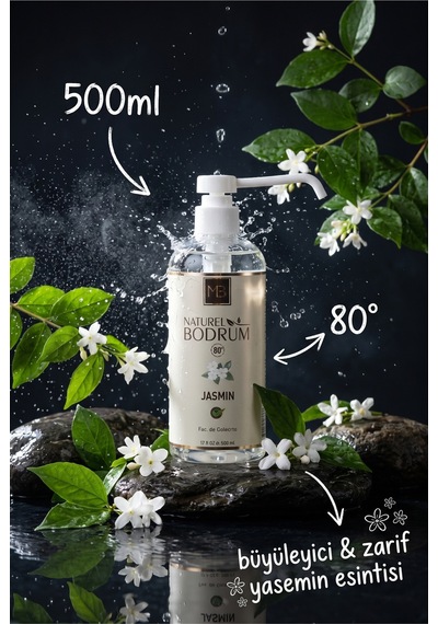 Yasemin Jasmine Kolonyası 500 Ml %80 Alkol Doğal Esans Sprey Başlıklı Ekonomik Boy