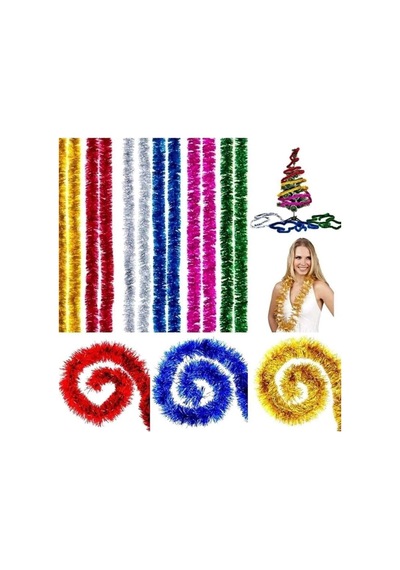 Lapidaria 1 Adet 2 Metre Yılbaşı Çam Ağacı Süsü Gümüş, Kırmızı, Fuşya, Beyaz, Mavi, Yeşil Ağaç Garland Diğer
