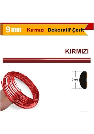 Kırmızı Yapışkanlı Nikelaj Tampon Panjur Şeridi 9 Mm 3 Metre