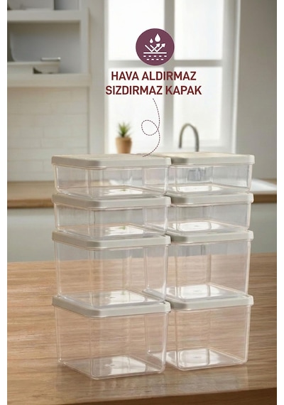 Selka Home 4 Adet 0.5 ve 4 Adet  Derin 1 Lt. Nora Organizer Buzdolabı Buzluk Düzenleyici Saklama Kabı