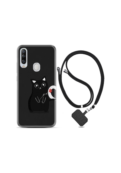 General Mobile GM20 Pro Kılıf Boyun Askılı Kara Kedi 1801