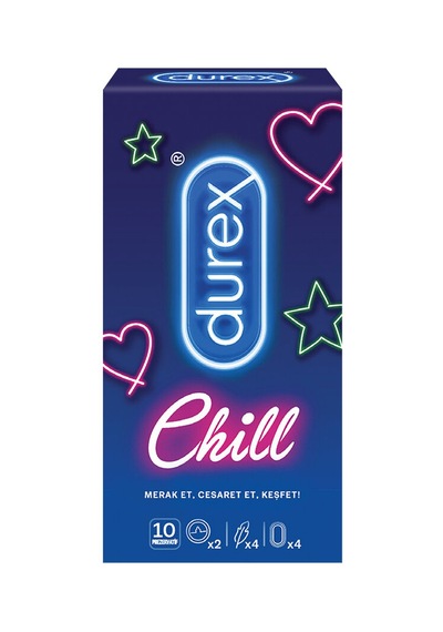 Durex Prezervatif Chill 10'lu 2 Adet Klasik, 4 Adet Yok Ötesi Ekstra His, 4 Adet Yakın Hisset