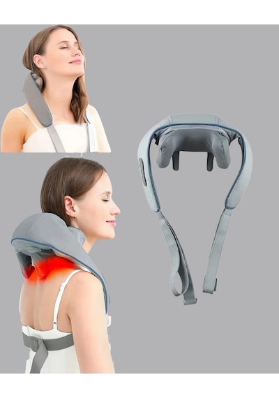 Depomıx Titreşimli Boyun Masaj Cihazı Isı Terapili Şarjlı Vnb-01 Ergonomik U Tasarım Gri