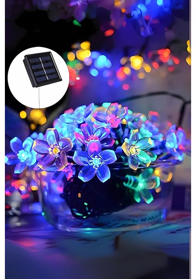 Renkli Solar Güneş Enerjili 5 Metre 50 Led Papatya Bahçe Aydınlatması Rgb 8 Fonksiyonlu Aydınlatma