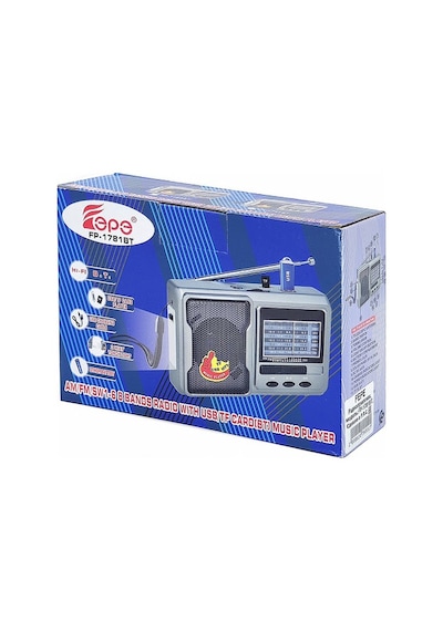 Fepe FP-1781BT FM Radyolu Bluetoothlu Şarjlı Cep Radyosu + El Feneri