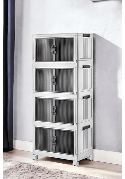 Mayaglory 4'lü Modüler Organizer Dolap Seti - Tekerlekli Ve Çok Amaçlı Saklama Çözümü, 127x54x32cm Çok Renkli