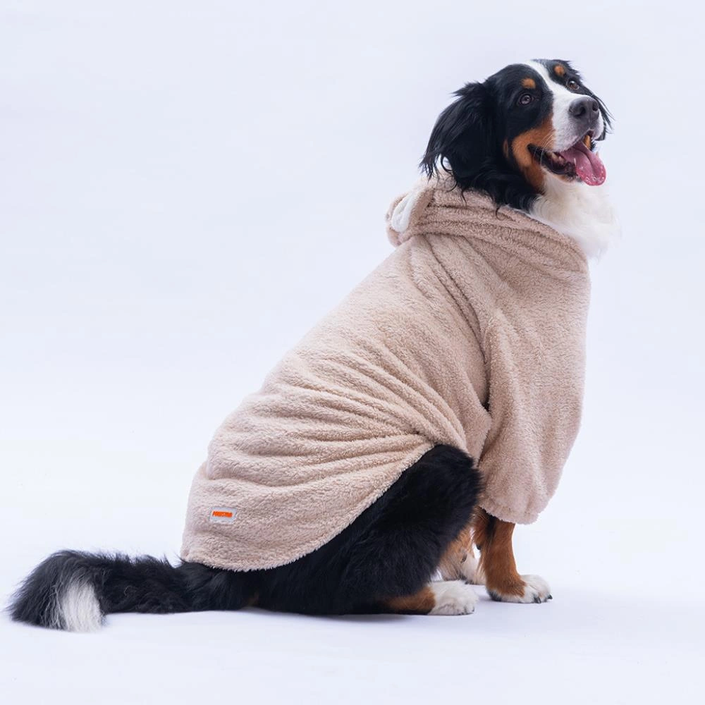 Bej Lucca Teddy Hoodie Ayı Kulaklı Peluş Orta Büyük Irklar Köpek Kıyafeti Köpek Sweati