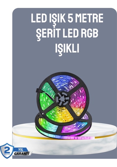 Kumandalı 5 Metre Şerit Led Dekoratif Aydınlatma Çok Renkli