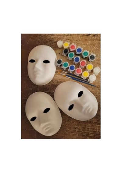 Karton Maske Ve Boyama Seti - 3'lü Eğlenceli Aktivite