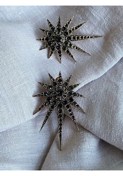 Taşlı Black Diamond Kuzey Yıldızı Küpe Gri