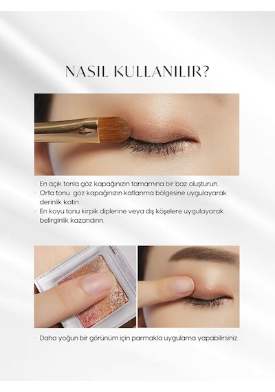 Yumuşak Dokulu, Dökülme Yapmayan 3 Renkli Göz Farı Triple Shadow No.1 Brownie Pink Diğer