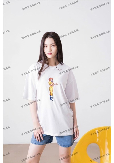 Startmore Unisex April O'neil Ninja Turtles Beyaz Siyah