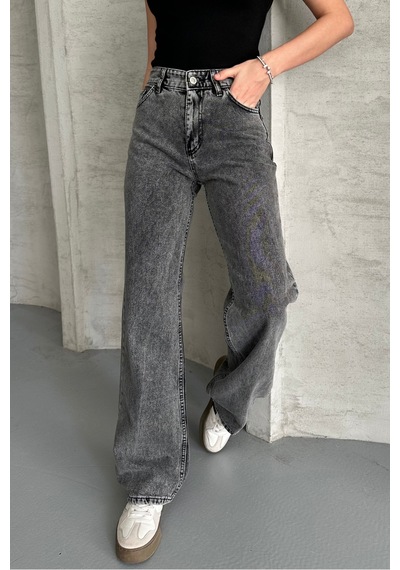 Palazzo Füme Yüksek Bel Jeans Füme