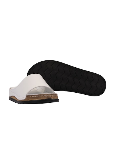 Napa Shoes Hakiki Deri Lazer Kesim Delikli Rahat Taban Kadın Terlik Napa-309 Beyaz