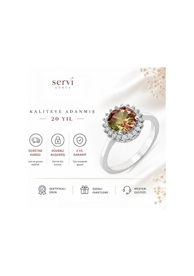 Servi 925 Ayar Gümüş Rainbow Taşlı Yüzük-53