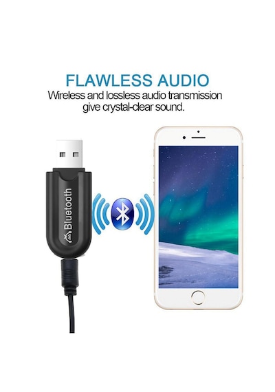 HJX-001 Araba USB Bluetooth 5 Adaptörü Ses Müzik Alıcı 3.5mm Aux Araç Kiti Kablolu Hoparlörü, Kulaklığı Telefona Bağlar