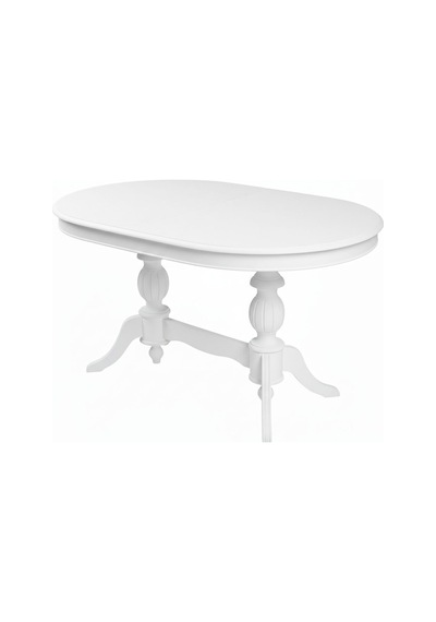 Montclair Çift Baba Ayaklı Masif Ahşap Oval Yemek Masası 90x140 Beyaz