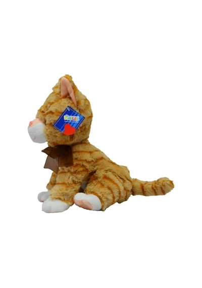 Miyavlayan Tekir Peluş Sesli Kedi 28 Cm Kedi Sesi Çıkaran Bal Rengi Turuncu