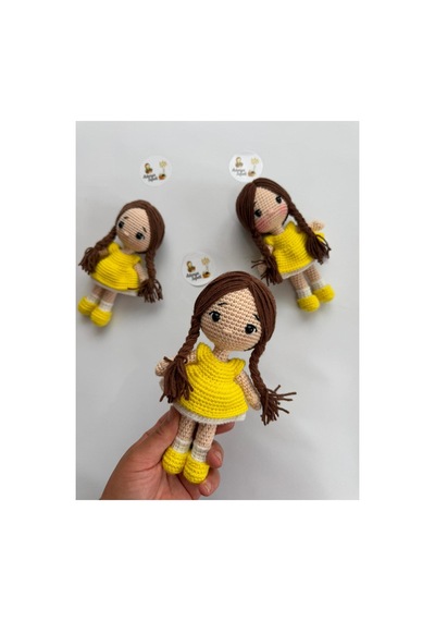 Adenya Sepeti Amigurumi Örgü Fındık Bebek-18 Cm-sarı